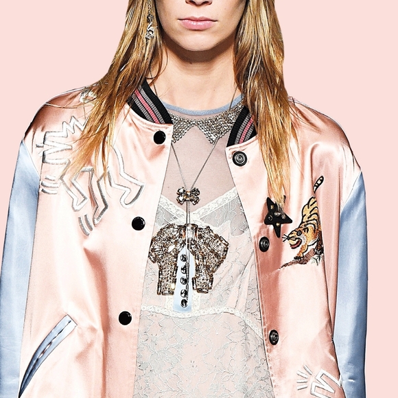 NWT Coach x Keith Haring Pink and Light Blue Reversible Bomber Jacket Size 0 - Picture 2 of 9